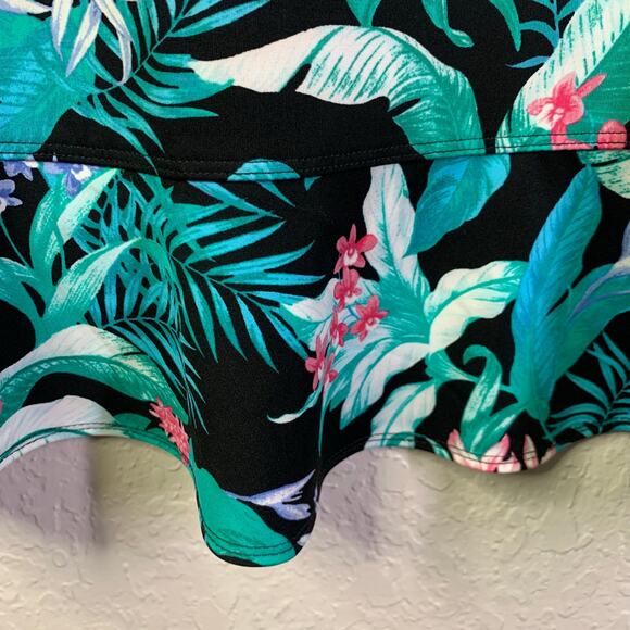 TOMMY BAHAMA GOLF Dress L Athletic Tennis Tropical Floral Ruffle Hem Quarter Zip - Picture 8 of 13